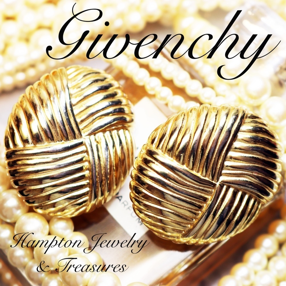 ⚜️ Vintage Givenchy Bijoux Runway Ribbed Gold Knot Clip-On Earrings - Picture 14 of 16
